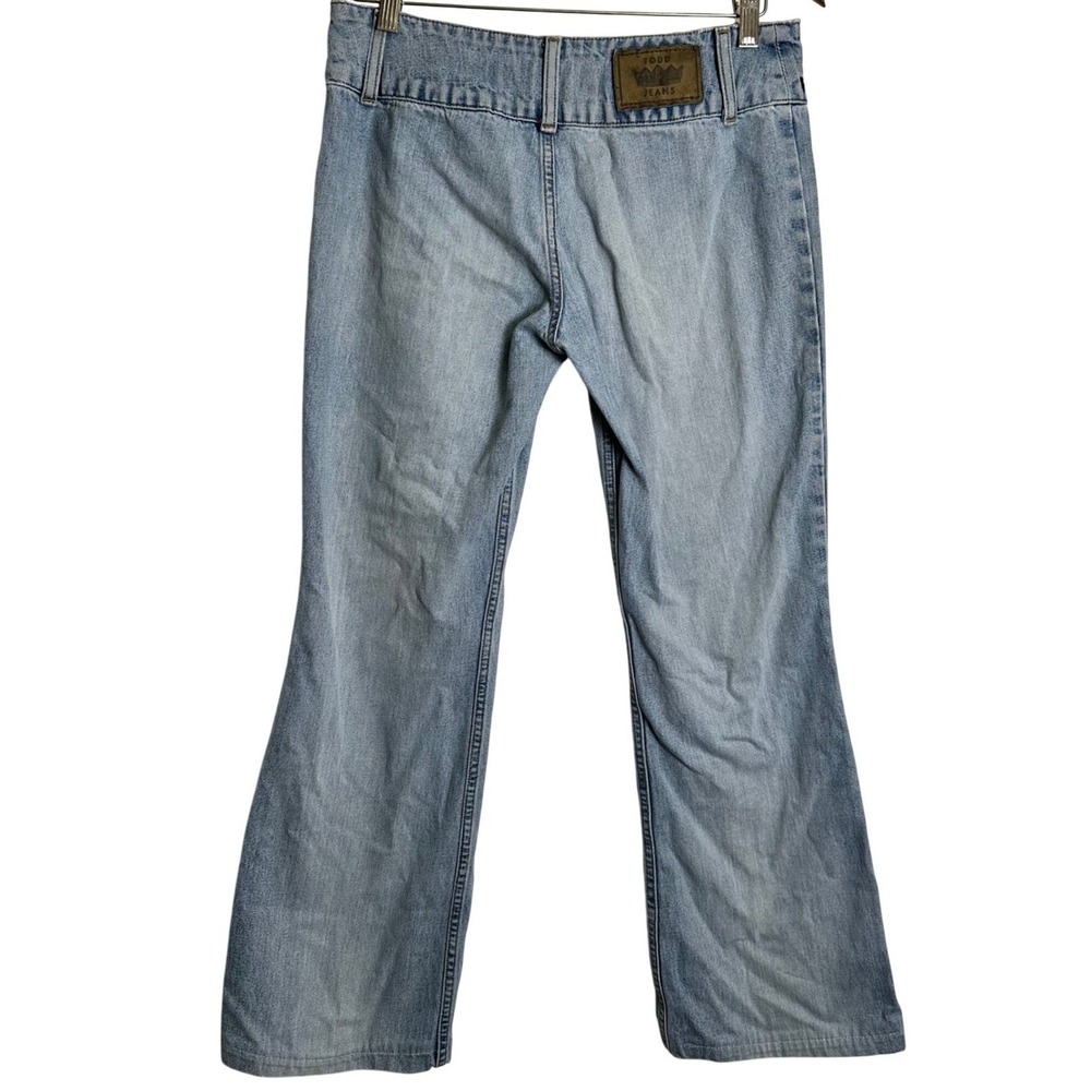 Todd‎ Oldham Jeans Flare Women Size 7 Light Wash Blue Denim Mid Rise 90s Crown - Picture 4 of 10